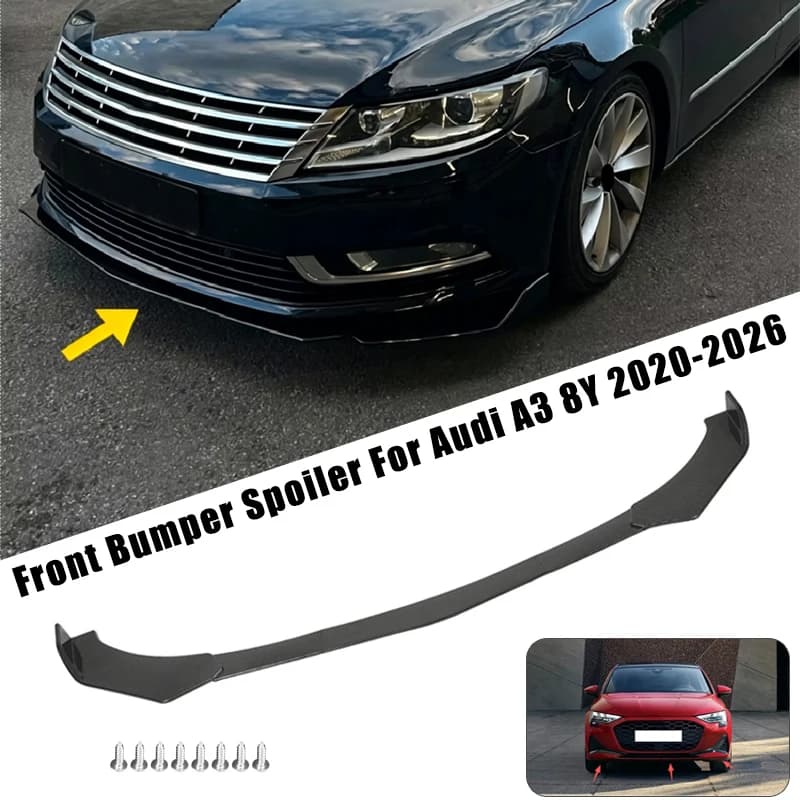 Sport Front Bumper Splitter Spoiler Lip For Audi A3 8Y 2020-2026 5Pcs Adjustable Sectional Car Exterior Tuning Body Kit