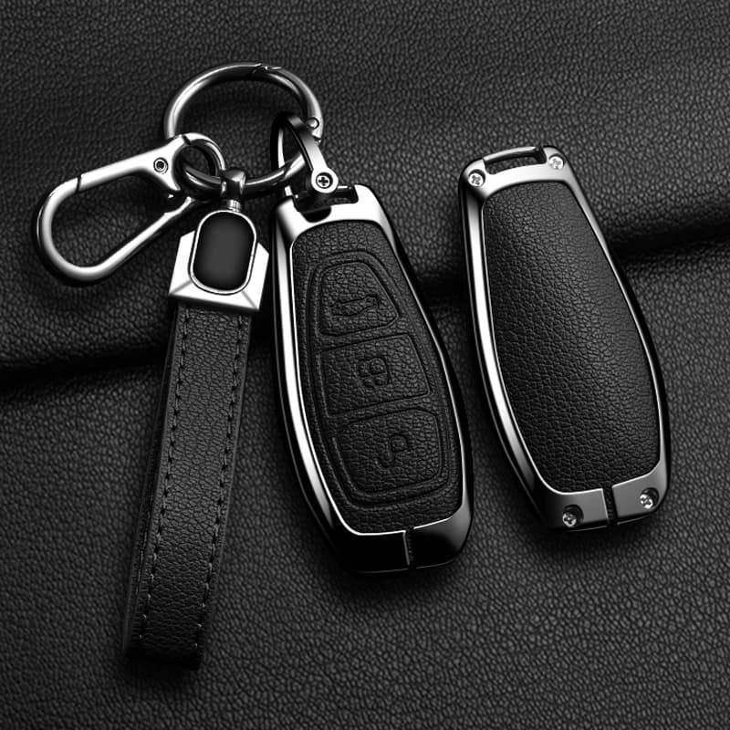 Car Leather Remote Key Case Fob Cover Shell for Ford Focus 3 4 ST Fiesta Fusion Kuga Ecosport Mondeo MK3 MK4 Protect Accessories