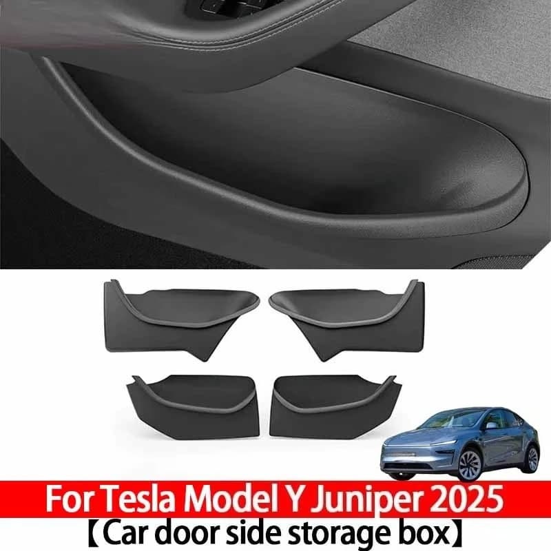 For Tesla Model Y Juniper Model 3 Highland 2021-2025 Car Side Door Storage Box Gate Slot Anti Dirty Storage Tidying Accessories