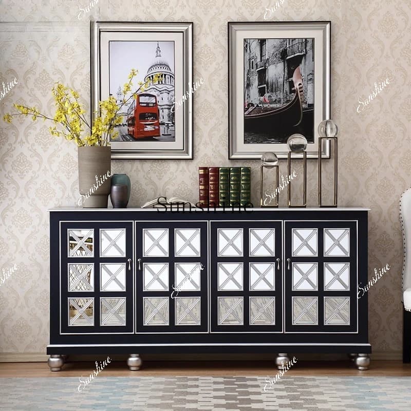 Neoclassical entrance partition shoe cabinet mirror luxury atmosphere decorative cabinet  FT