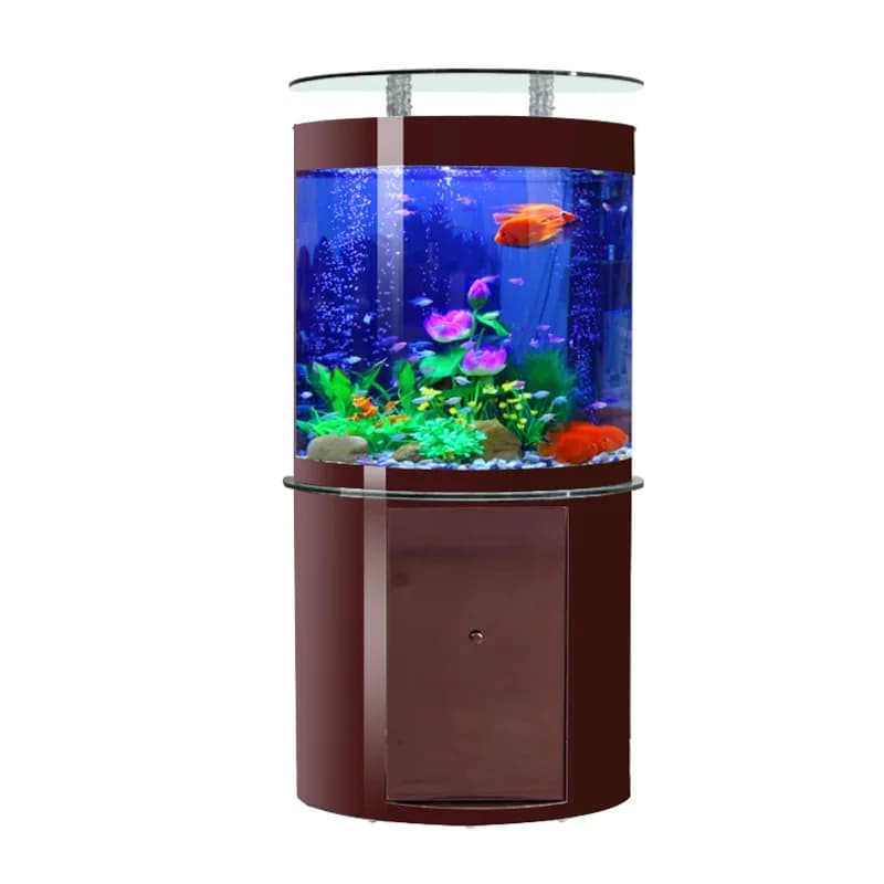 Fish tank floor living room household semicircular large glass ecological aquarium cylindrical goldfish tank
