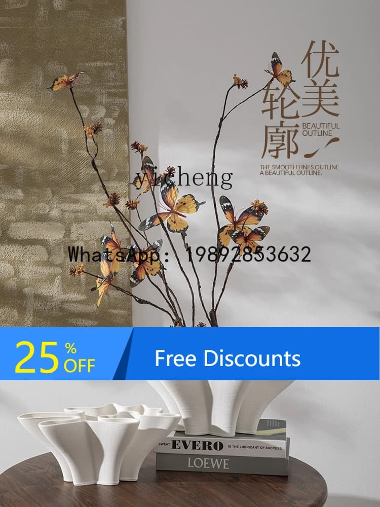 Art Minimalist Ceramic Vase Ornament Living Room Flower Arrangement Light Luxury Creative High-end Home Decor