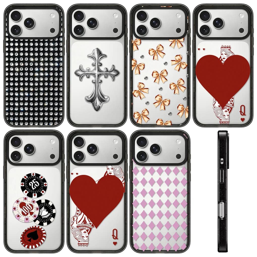Cross Bowknot 2.0 Acrylic Black Border Phone Cover For IPhone 12 13 14 15 16 17 Pro Max Case For IPhone 17 Air