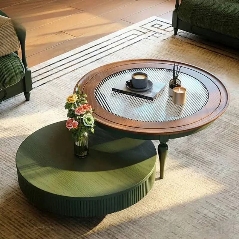 Living Room Coffee Tables Round European Style Apartment Nordic Coffee Tables Center Wood Retro Mesa Redonda Furniture Home