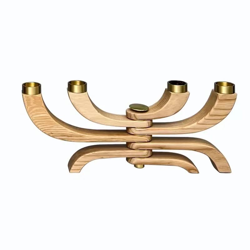 Metal solid wood candlestick sales office dining table decoration ornament, hotel clubhouse homestay wood art wood