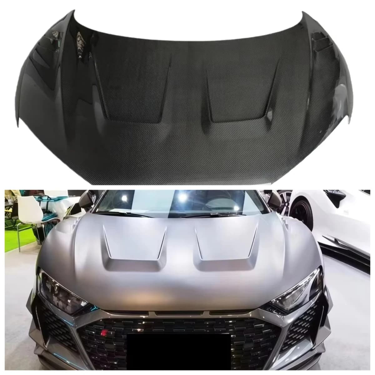 High Quality P-type Carbon Fiber Engine Hood Body Kit Engine Hood for 2016-2023 R8