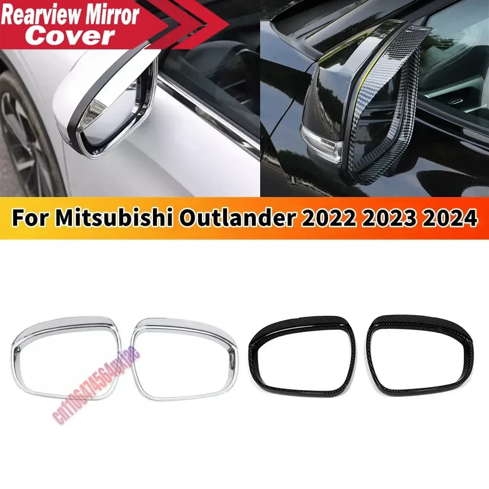 For Mitsubishi Outlander 2022 2023 2024 Rainproof Rearview Mirror Eyebrow Protector Cover ABS Frame Mirror Accessories