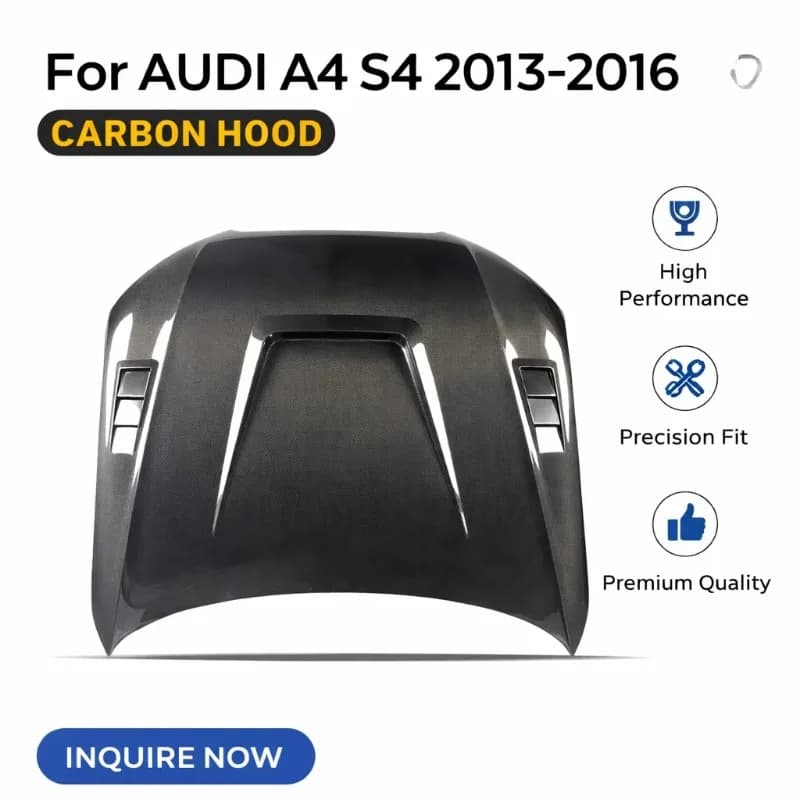 Carbon Fiber Hood for Audi A4 / S4 B8.5 (2013-2016) | V Style Front Bonnet Replacement | OEM-Style Fit