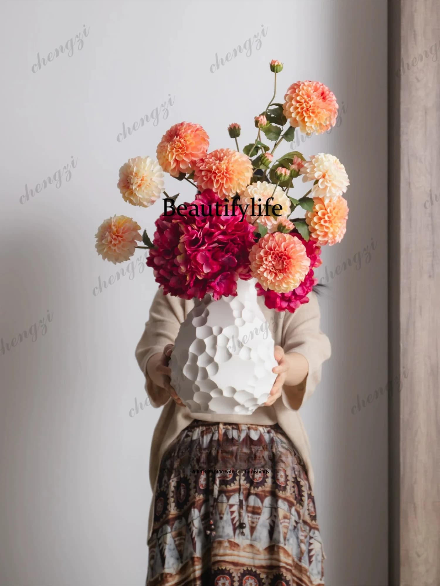 Retro ceramic vase ornament, sense of atmosphere, home decoration flower arrangement creativity, flower utensils