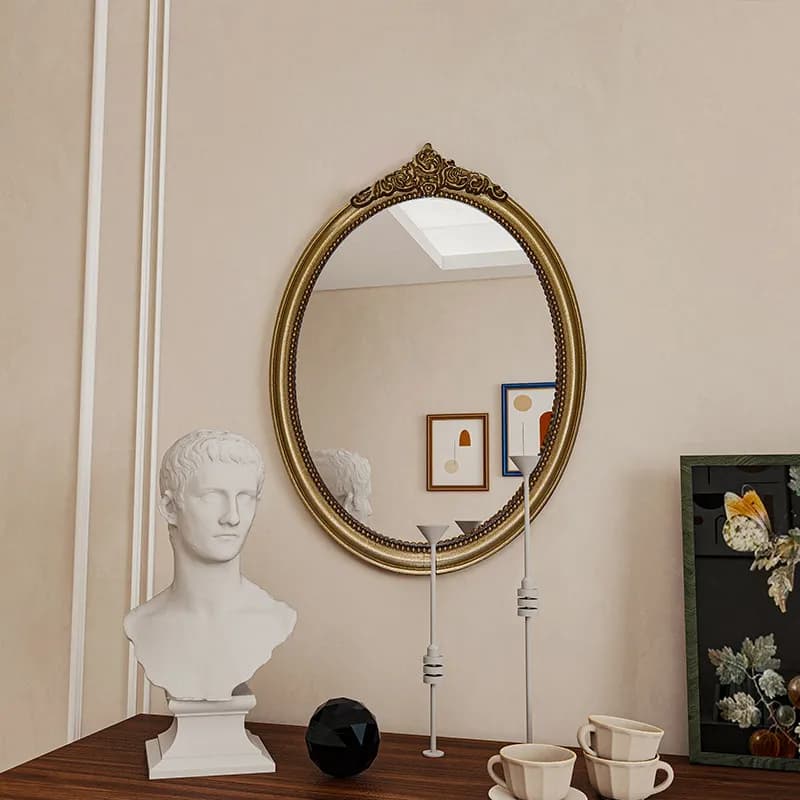Luxury Vintage Mirror Decoration Living Room Vanity Funky Aesthetic Nordic Makeup Mirror Oval Hanging Espelhos Home Products