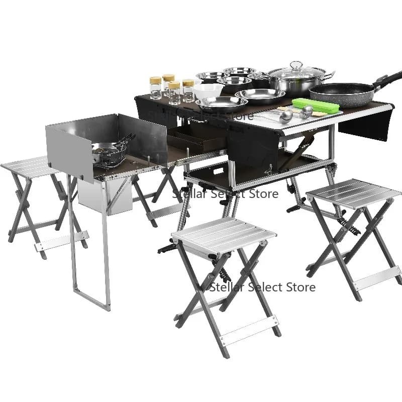Rv Camp Aluminum Kitchen and Rv Camper Motorhome Accessories C550 Camping Mobile Kitchen Outdoor Aluminum Foldable Table
