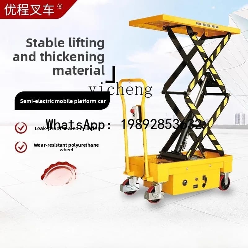 Hydraulic Platform Mobile Hand Push Walking Lift Semi-Electric Scissor Lift Small Electric Hydraulic Cart
