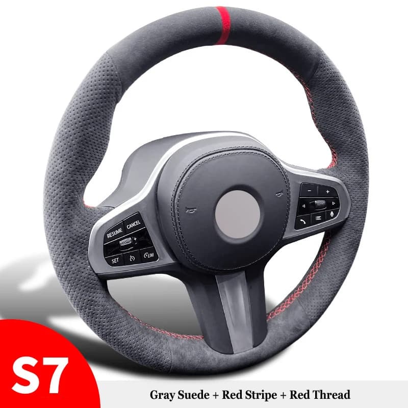 Genuine Leather Suede Steering Wheel Cover for BMW X3 X3M X4 X4M X5 X5M X6 X6M M3 M4 M5 M8 F90 F91 F92 F93 F95  G01 G80 G82 G83