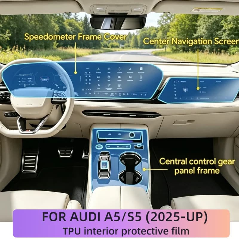 TPU Anti-scratch Film For Audi A5 S5 2025 Car Dashboard Navigation Automotive Screen Clear Protective Film Interior Accessories