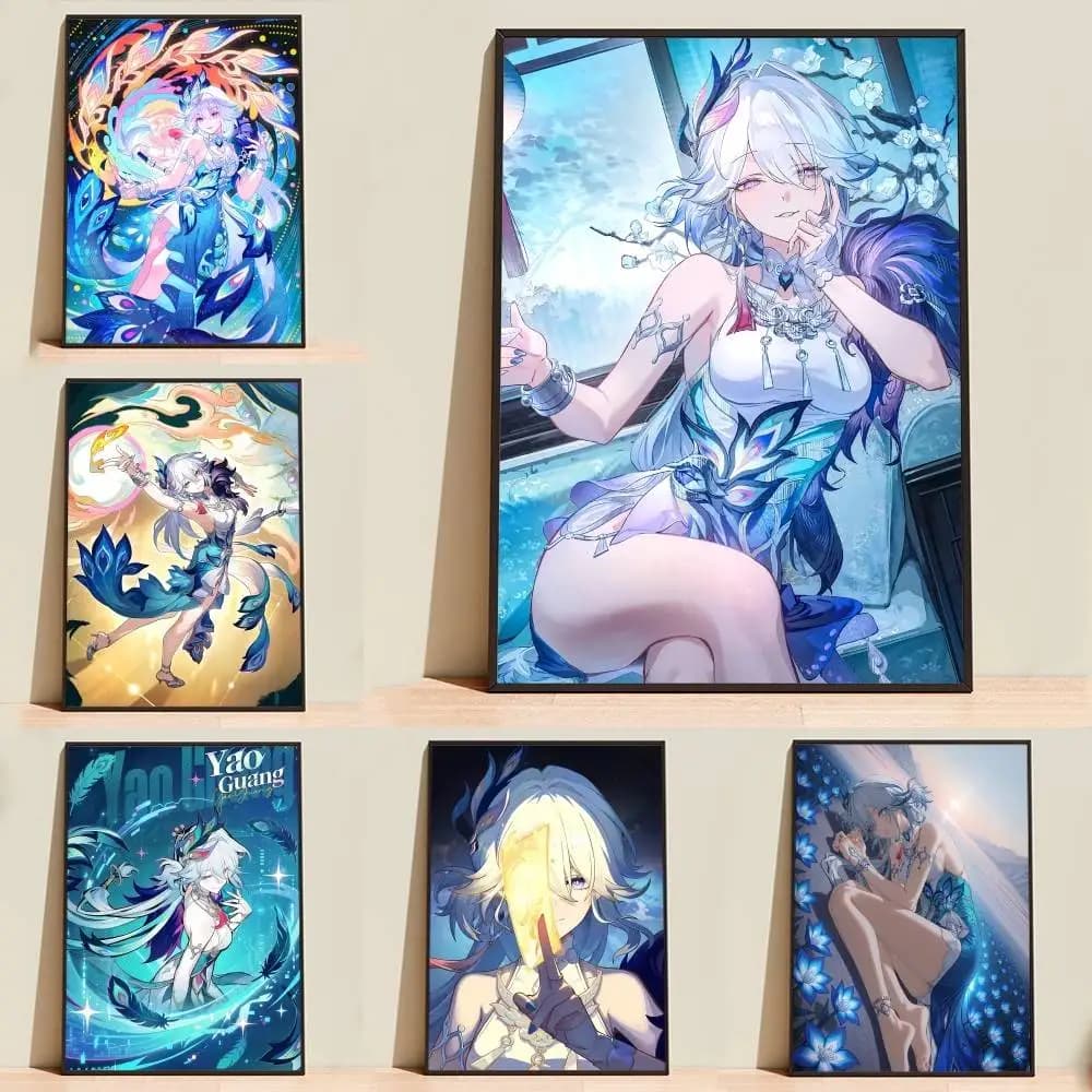Y-Yaoguang HSR Game Merch Poster Self-adhesive Waterproof Paper Sticker Coffee House Bar Room Wall Decor