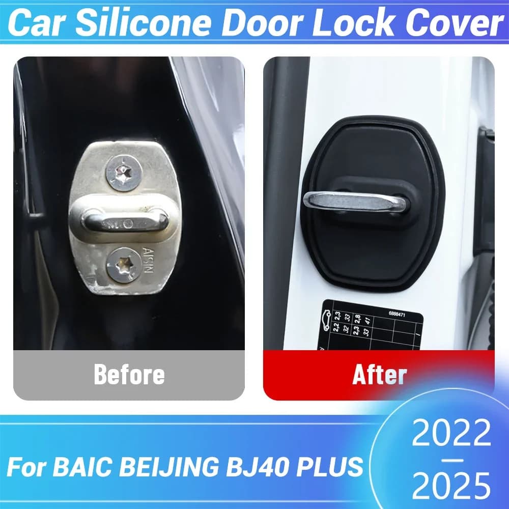 For BAIC BEIJING BJ40 PLUS 2022-2025 Auto Door Latch Anti-collision Car Door Lock Silicone Buckle Protector Cover Accessories
