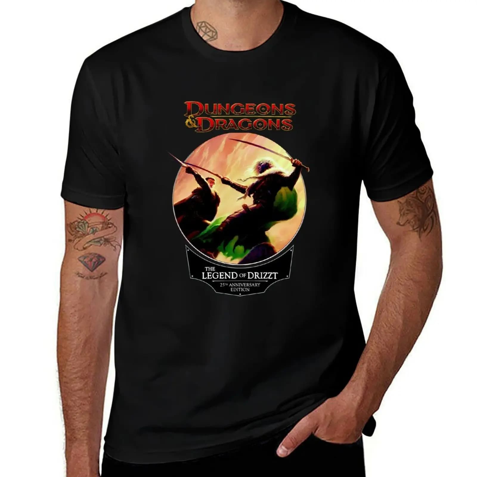 The Legend Of Drizzt 25th Anniversary Edition Orange T-Shirt printed t shirts for man T-Shirt