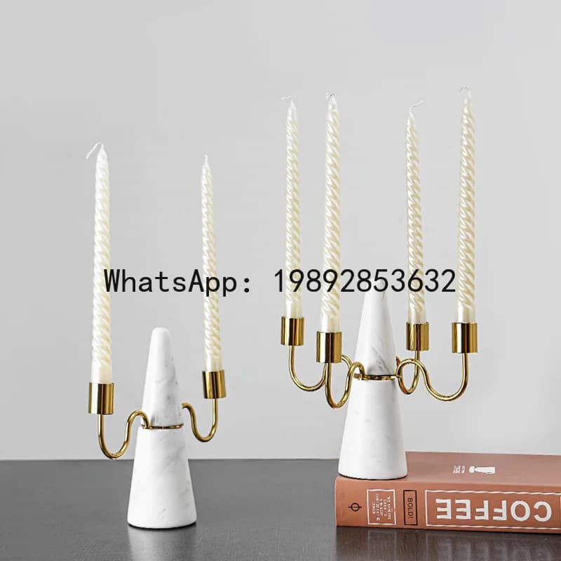 Zz light luxury modern minimalist marble candlestick - available in 2-head and 5-head options - stylish and creative hotel
