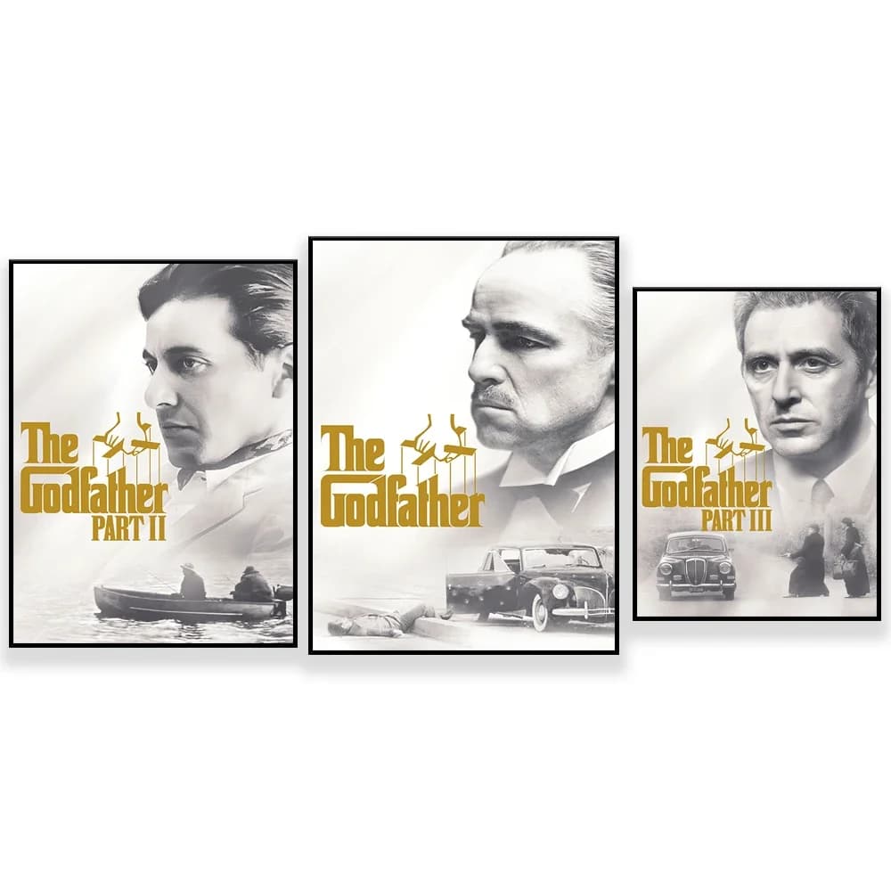 The Godfather , The Godfather Part II , The Godfather Part III .original classic retro film covers home decoration posters