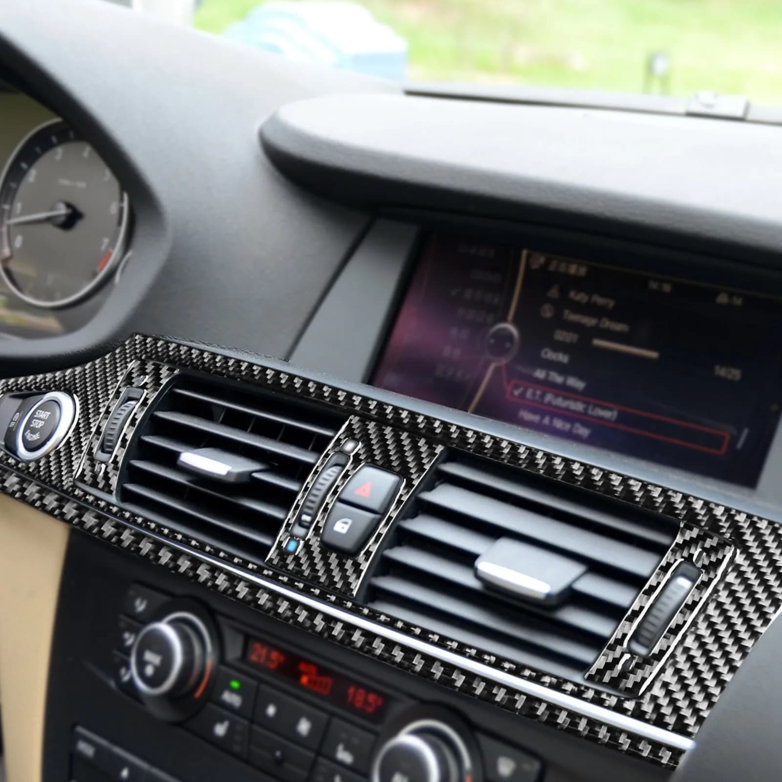 For BMW X3 F25 X4 F26 2012-2017 Real Carbon Fiber Stickers Central Air Conditioning Vent Panel Car Accessories Inside Decorative