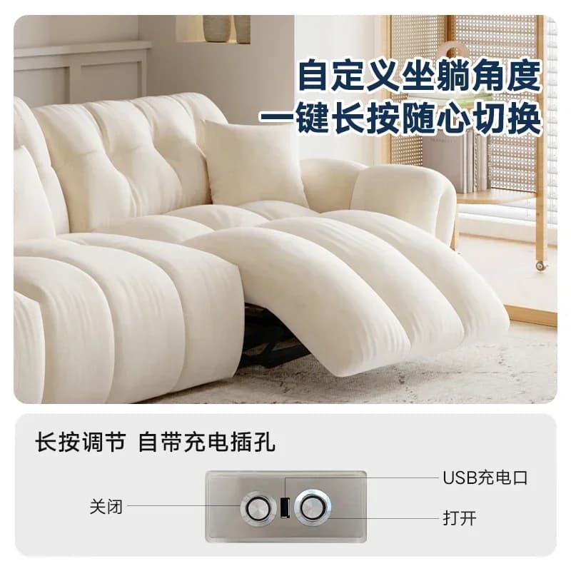 Hot Sales Cream Wind Electric Sofa Cat Scratch Flannel Small Apartment Living Room Household Straight First-class Space Multi-fu