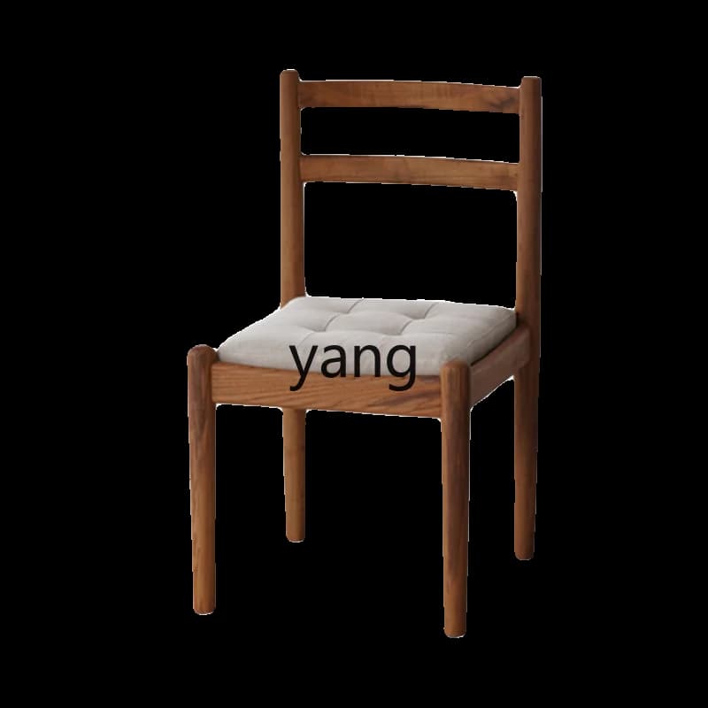 LTT Nordic Solid Wood Chair Home Genuine Leather Soft Backrest Dining Chair Vintage Desk Chair
