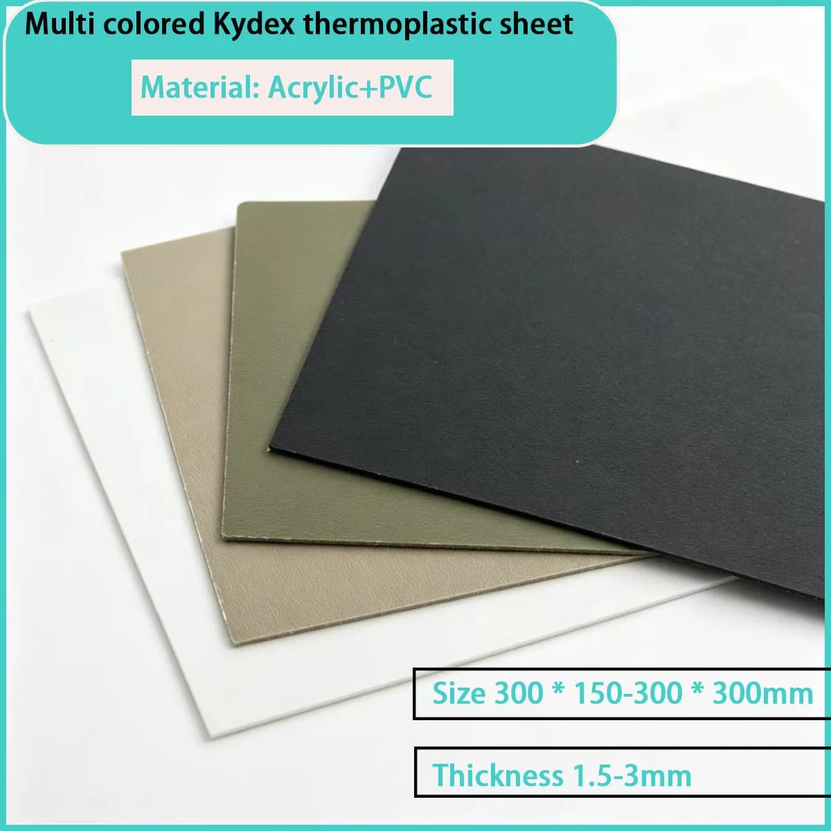 1.5-2mm thick multi-color Kydex thermoplastic sheet for protective gear, tooling accessories, process products,  etc