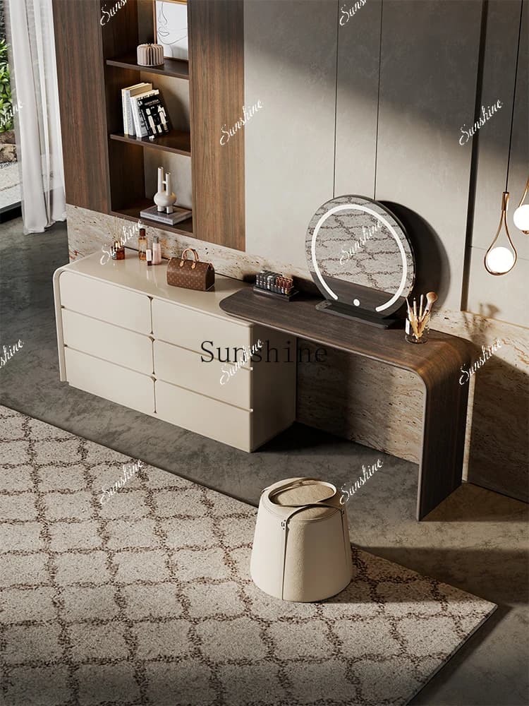 Dresser, light luxury minimalist high-end solid wood makeup table design bedroom six chest Italian style  FT