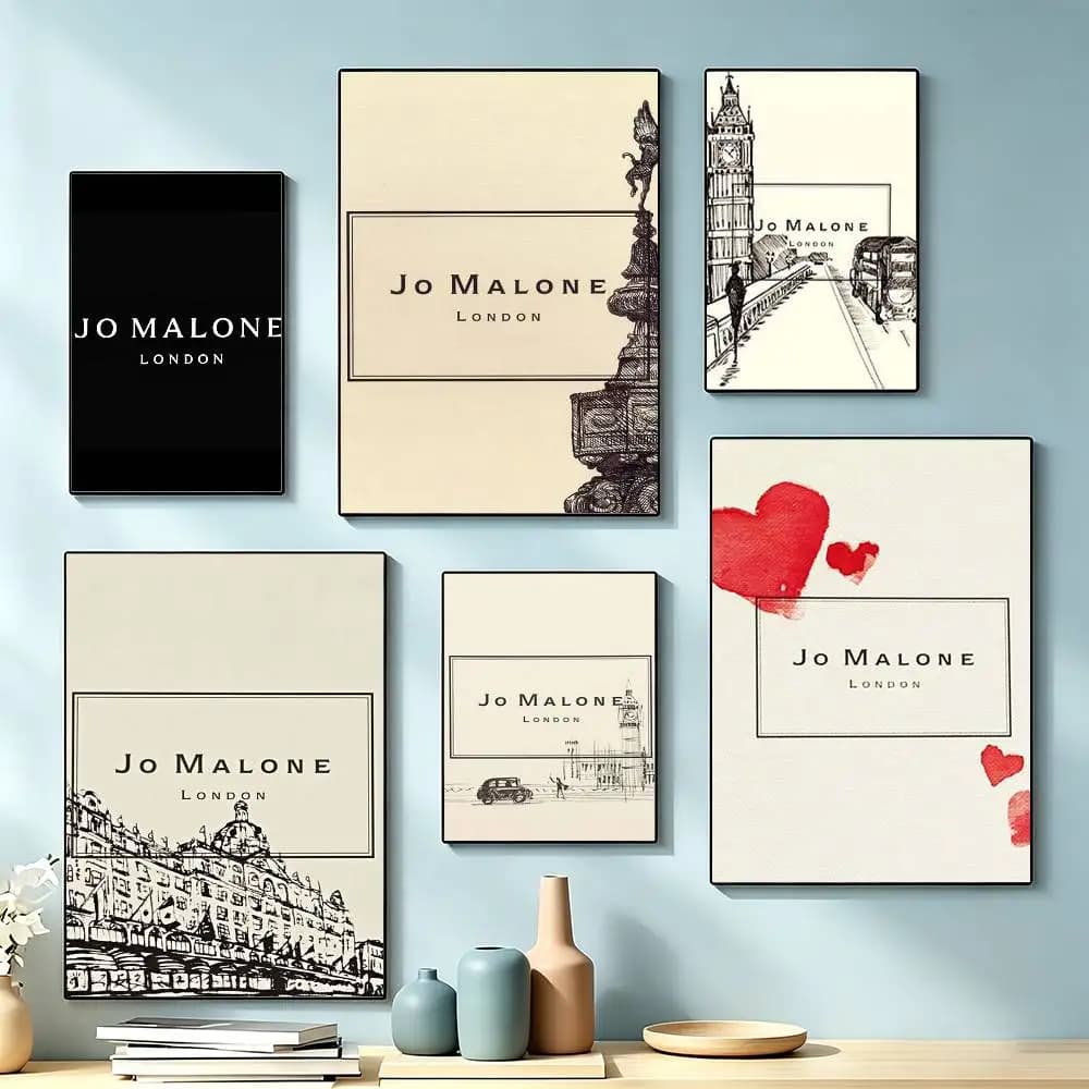 J-Jo M-Malone LOGO Fashion Creative  Poster High Quality Dorm Living Room Aesthetic Wall Decoration Painting Stickers Gift