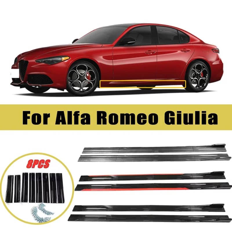 Universal 2m/2.2m Car Side Skirt Extension SplitterBumper Racing Side Wing Bumper Lip Side Spoiler For Alfa Romeo Giulia