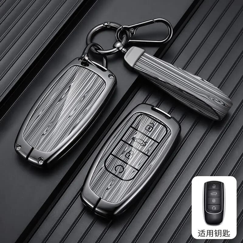 Alloy Leather Wood Texture Key Fob Case Cover for Chery Omoda 5 Tiggo 7Pro 8Pro 8plus Remote Key Cover Keychain