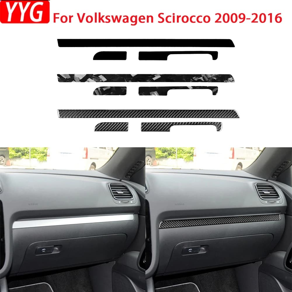 For Volkswagen Scirocco 2009-2016 Car Accessories Real Soft Carbon Fiber Copilot Dashboard Glove Box Trim Sticker Modification