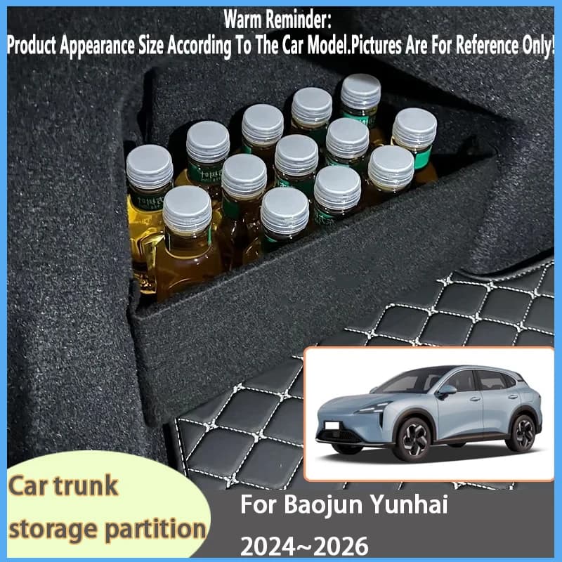 For Baojun Yunhai 2024~2026 2025 EV F410S Car Organizer Trunk Side Partition Trunk Interior Storage Box Parts