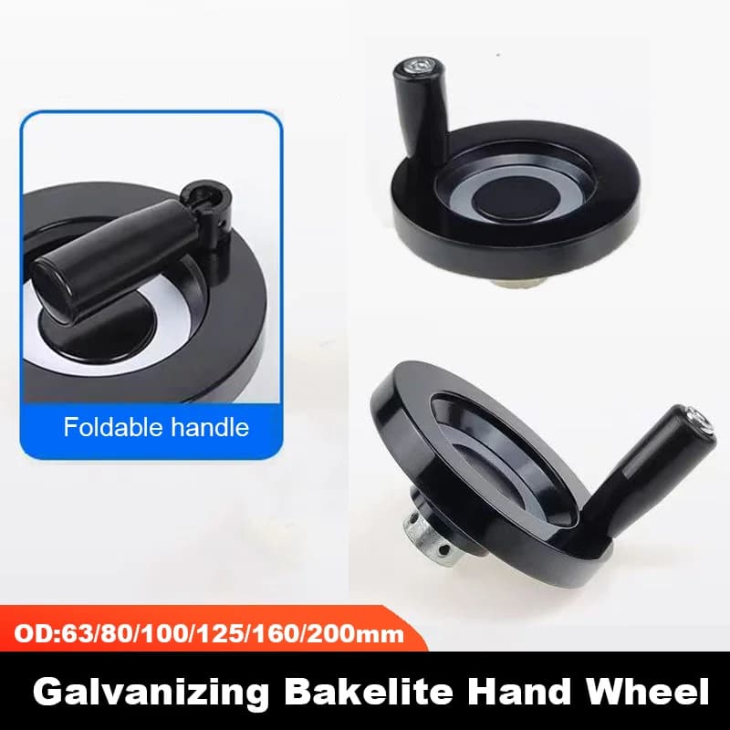 Foldable/Non Foldable Aluminum Alloy Hand Wheel Bakelite Round OD 63-200mm Top Thread Machine Tool Accessories Hand Wheel Handle