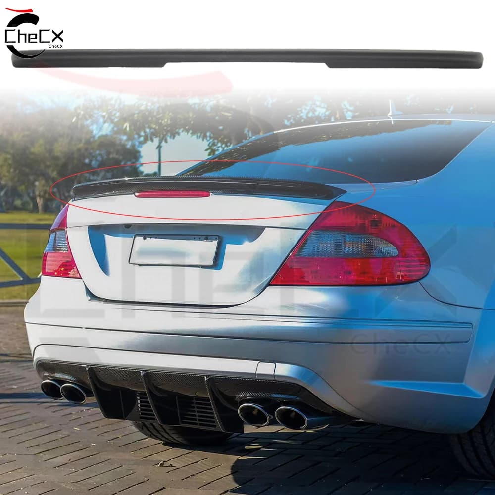 For Benz W209 CLK200 280 350 55 63 2003-2009 Car Trunk Spoiler Real Carbon Fiber/FRP Auto Rear Trunk Wing Accessories Spoiler