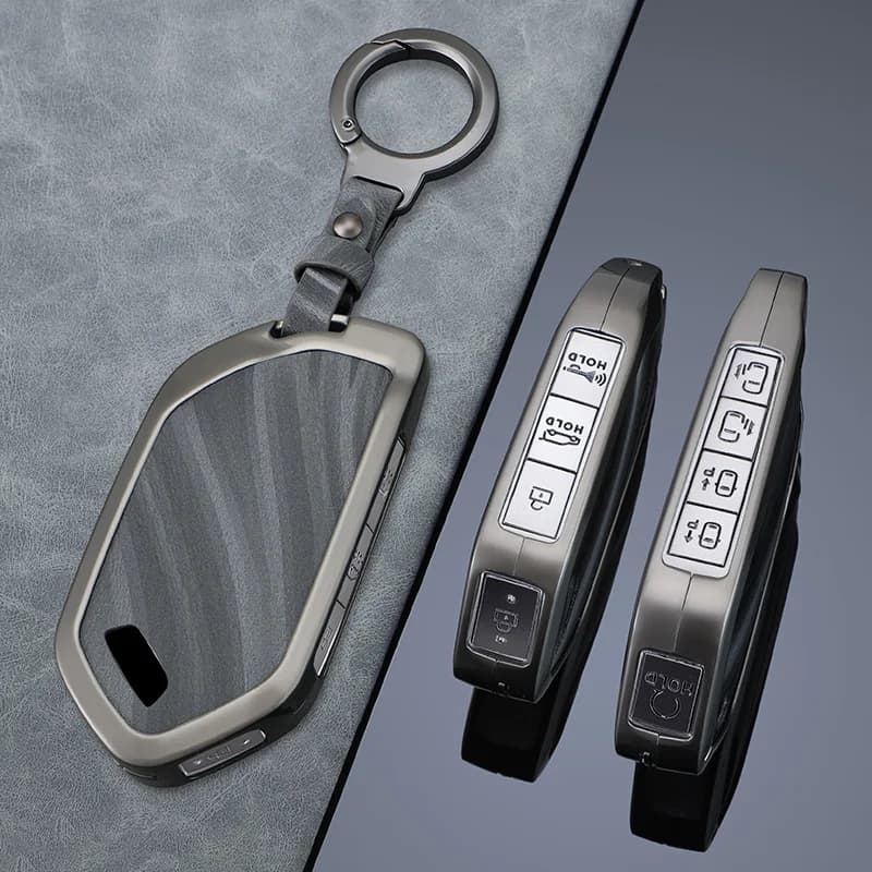Key pouch for Kia EV5 2024, new car zinc alloy remote control key protective shell buckle, interior accessories.