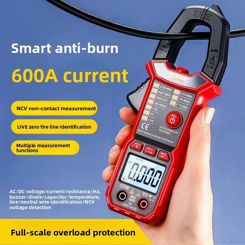 Automatic Clamp Meter, High Precision Compact Portable Digital Multimeter Electrician Repair Testing