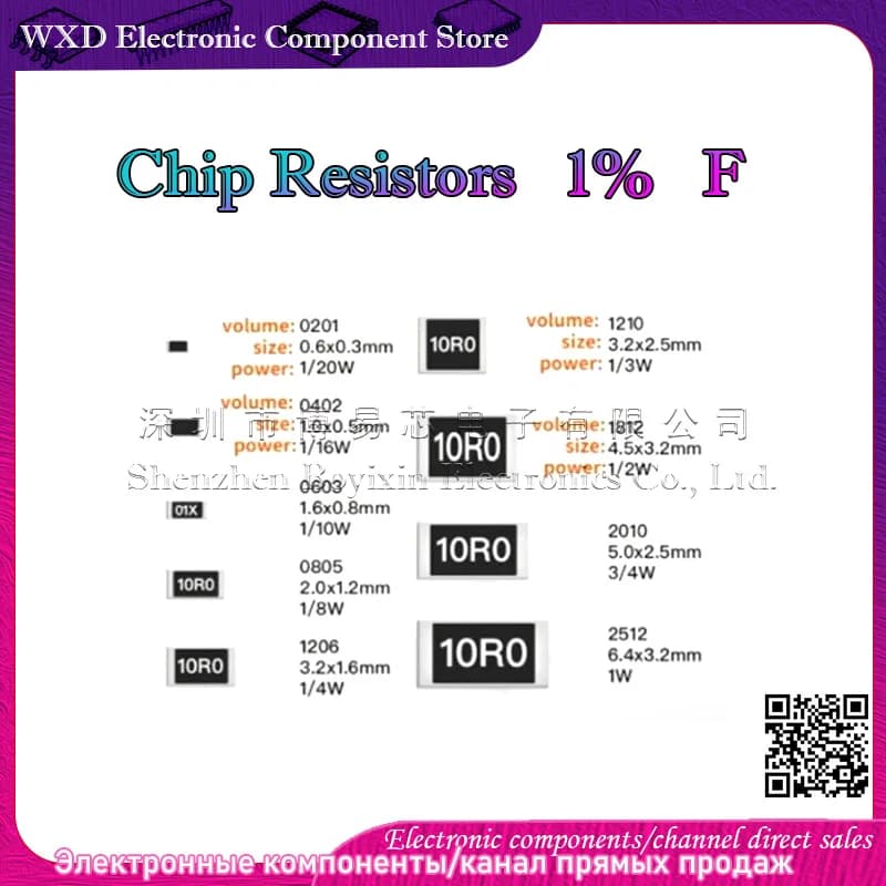 100 /5000Pcs SMD 0805  1% 1R 2R 3R 4R 5.6R 10R 20R 30R 40R 56R 68R 82R 0.1R 100R 220R 470R 1K 10K 20K 33K 82K Ceramic shell
