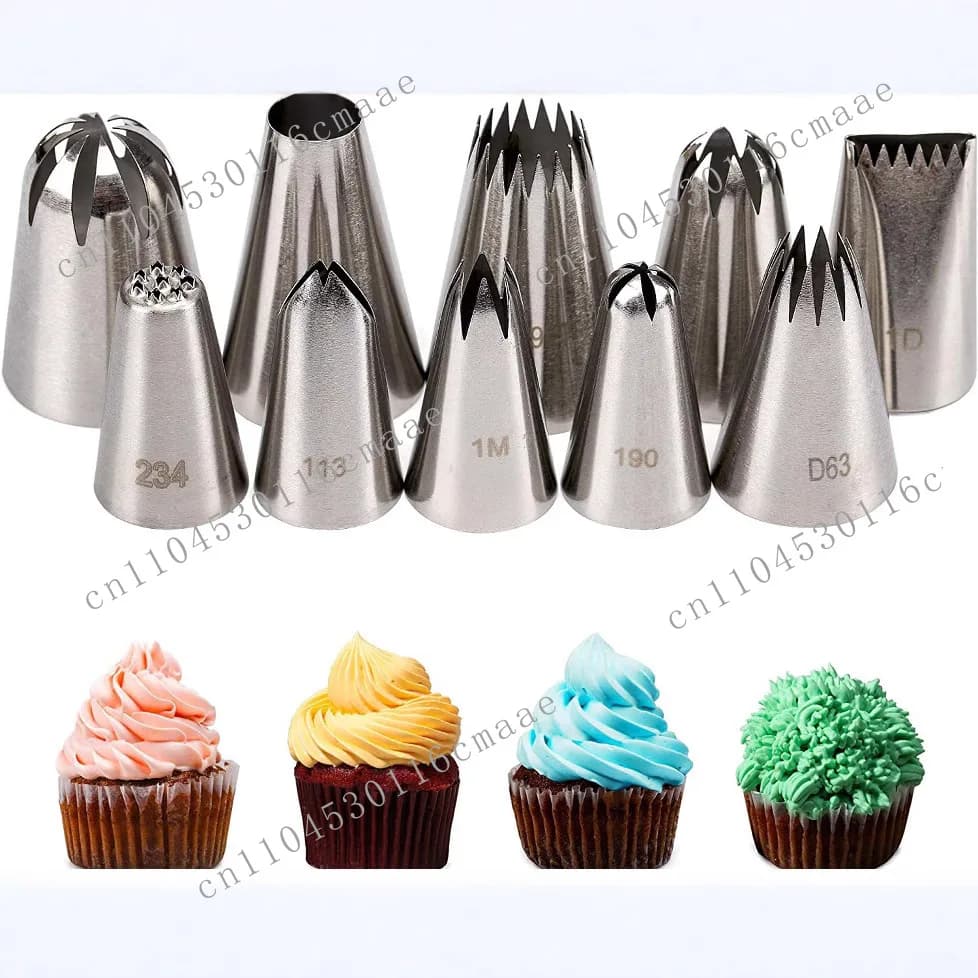 Hot-selling 304 seamless piping nozzle set, cream nozzle 10-piece set, cake piping cookies, cream baker