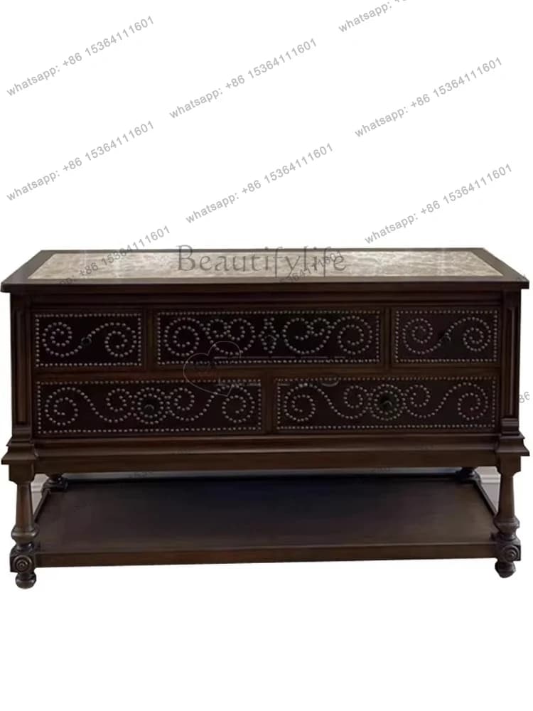 American solid wood entrance table retro foyer decoration living room wall cabinet customization