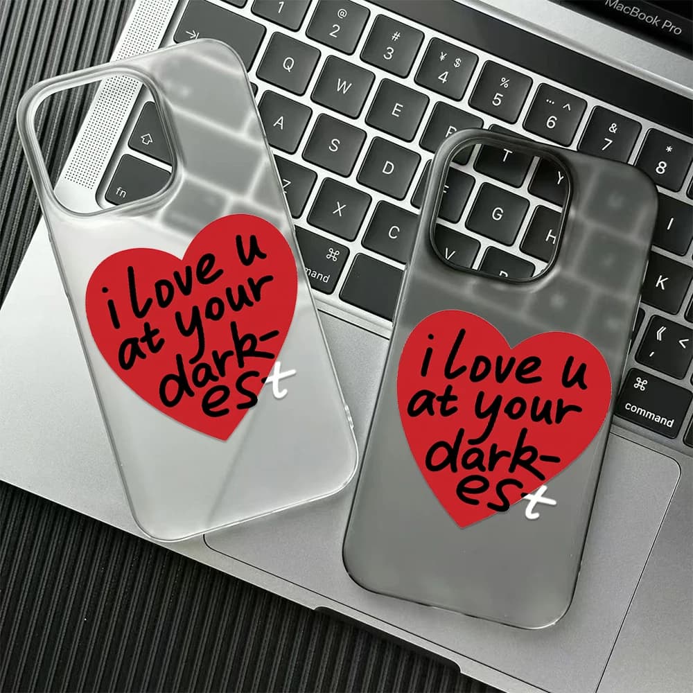 Romantic Red Heart Quote Phone Case For iPhone 17 16 15 14 Plus 13 12 11 Pro Max 17 Air Minimalist Romantic Frosted Cover