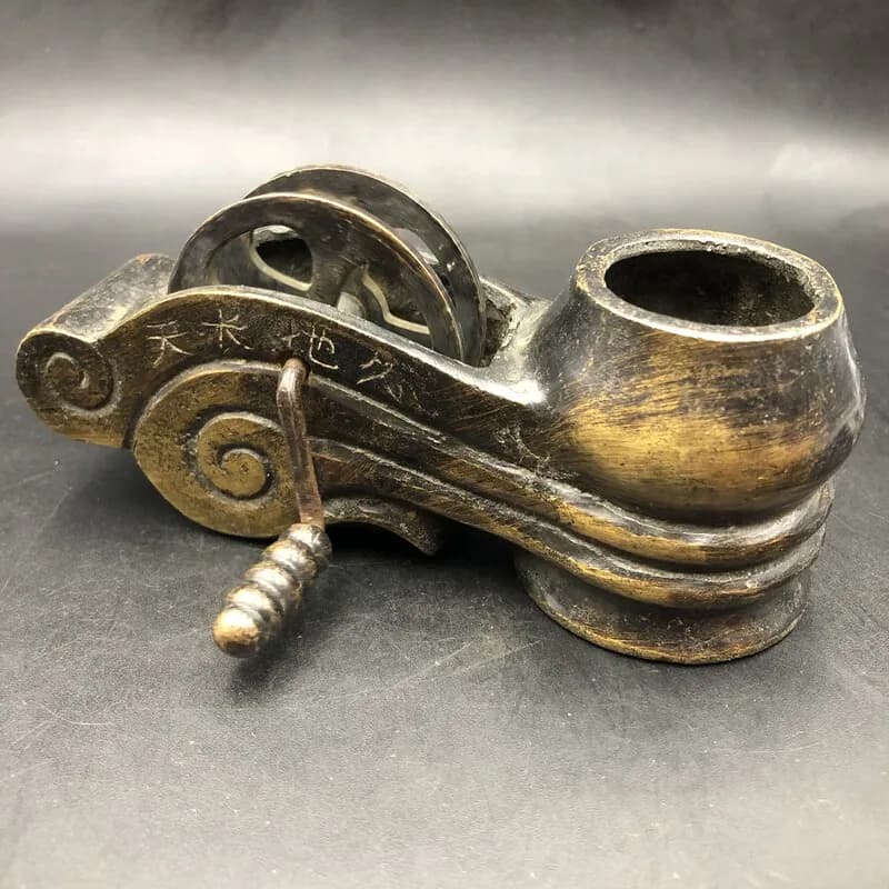 Old Brass Ink Line Marker Traditional Chinese Carpenter's Ink Marker Woodworking Tool Home Desktop Collectible