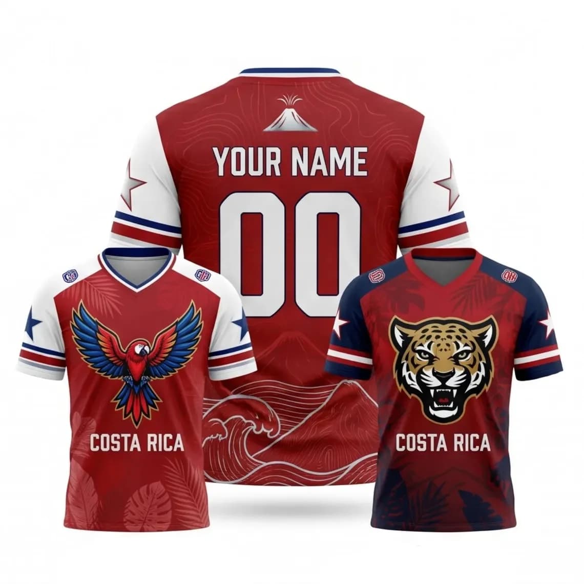 Costa Rica V Neck Jersey S to 6XL Personalized Name Number Soccer Fan Shirt Game Day Sports Gift