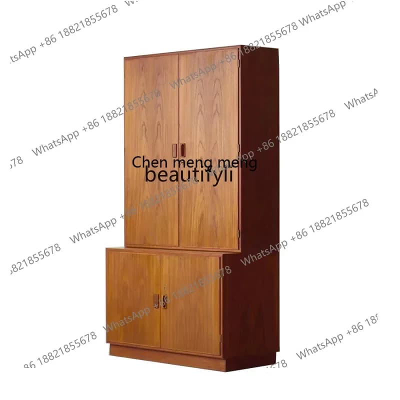 cc182R Medieval log style wardrobe retro cherry wood home bedroom storage cabinet living room multi-functional bookcase