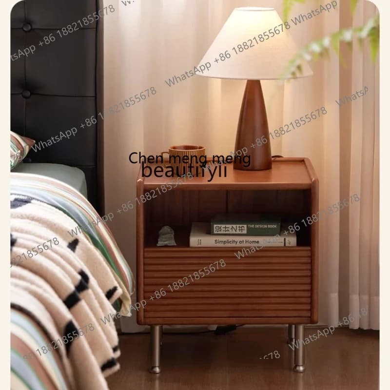 ss8350 Pure solid wood bedside table Small retro bedside table Medium antique home bedroom cabinet