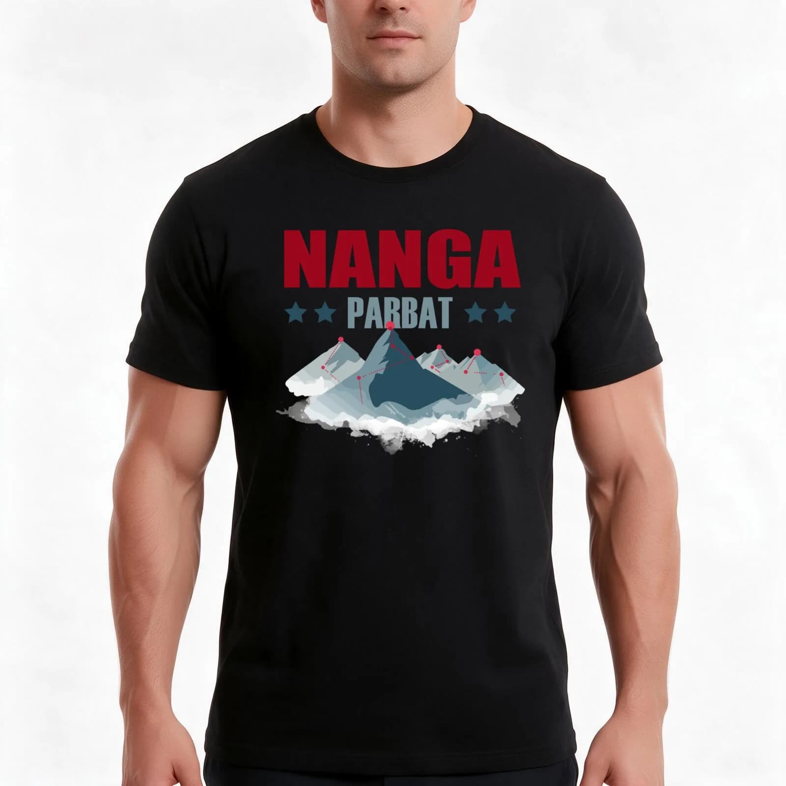 Nanga Parbat T-Shirt, Summer Casual Cotton Tee, Oversized Streetwear Tops, Vintage Graphic Print, Loose Fit Short Sleeve