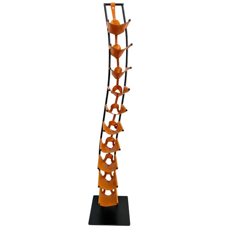 Handmade leather wine rack ornament, simple vegetable tanned leather wine cabinet, display rack