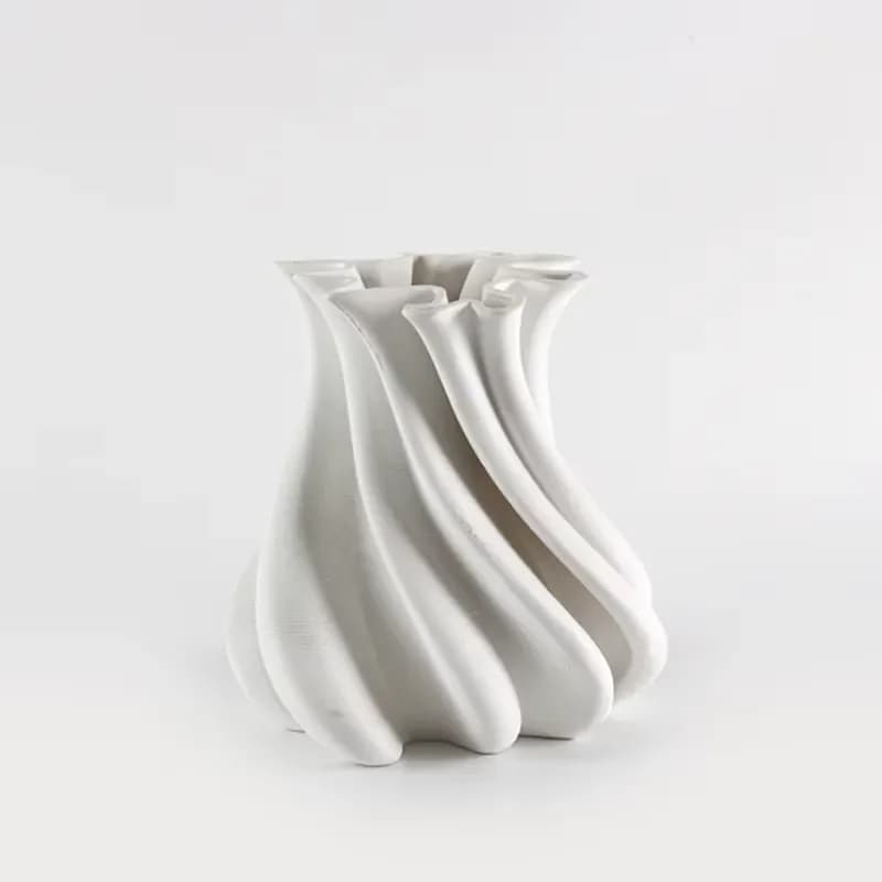 Irregular Twisted White Resin Vase with Artificial Flower Home Decorative Objects for Living Room Table Decoration