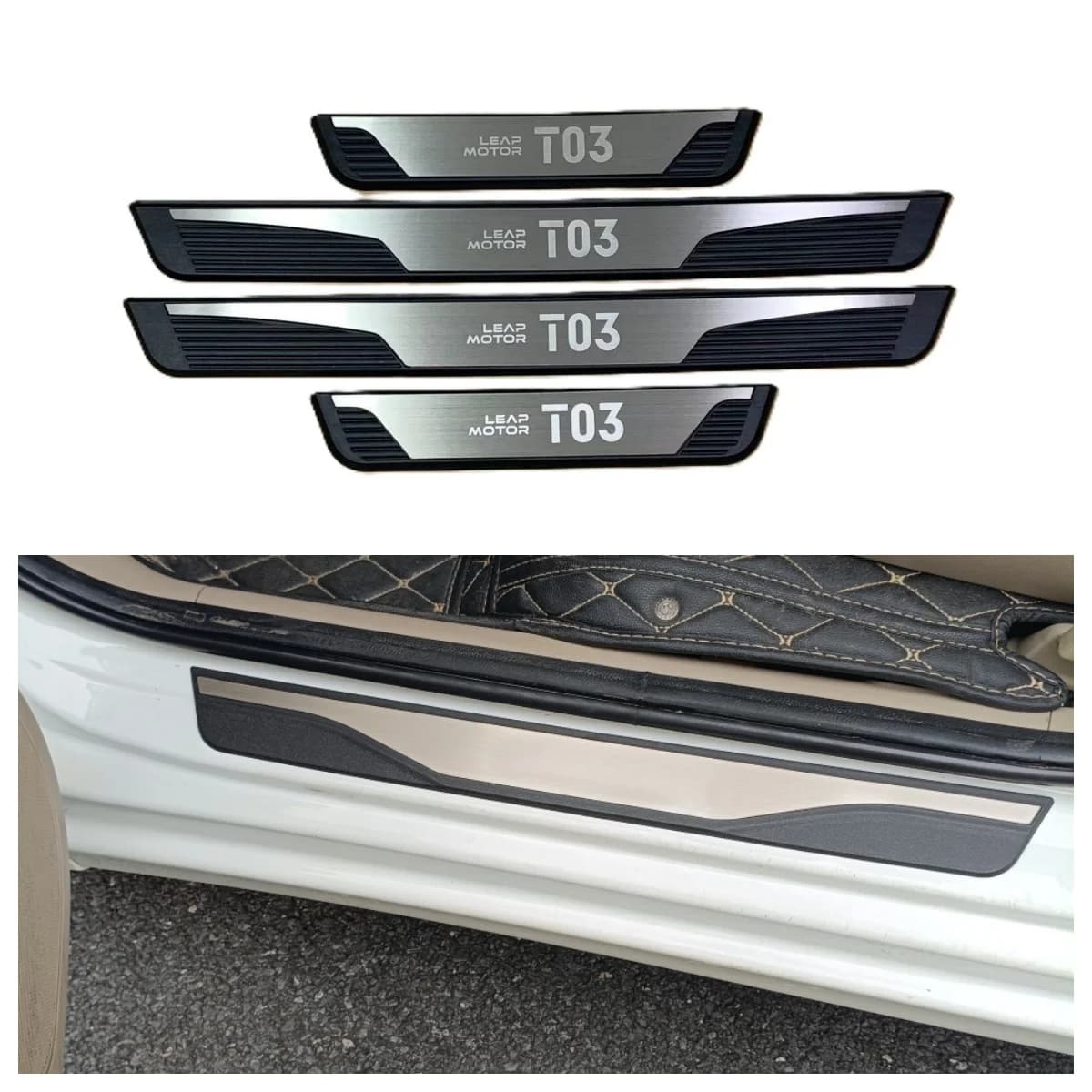 For Leapmotor T03 2027 2026 2025 2024 Car Door Sill Protector Stainless Steel ABS Sticker Auto 3D Interior MouldingS Accessories