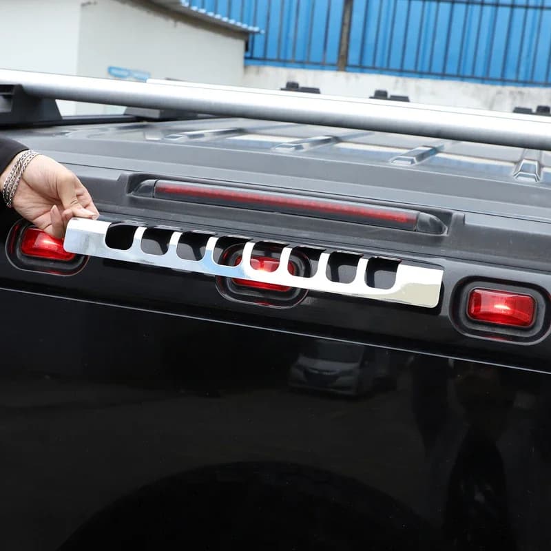 Fit For Hummer H2 03-09 Aluminum Alloy Car High Mount Brake Light Protection Frame Sticker Bright Light Exterior Accessories